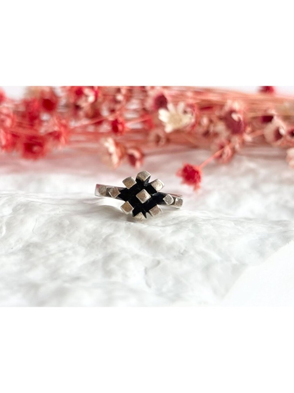 Brutalist Danish Made 1950's Classic Sterling Silver 925 Vintage Ring - sz 6 - Picture 11 of 16